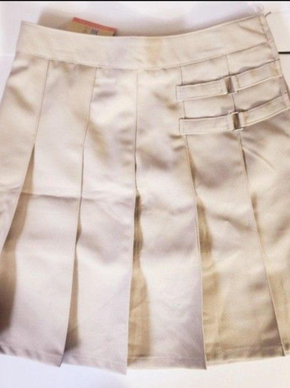 🩷French Toast Girls Khaki Pleated Skort with Side Buckles Size: 14